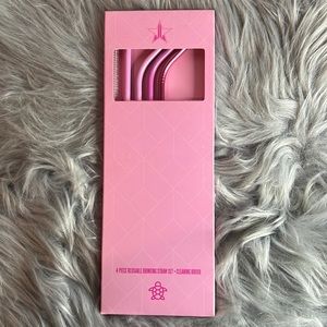 Jeffrey star 4- piece reusable drinking straw set with cleaning brush